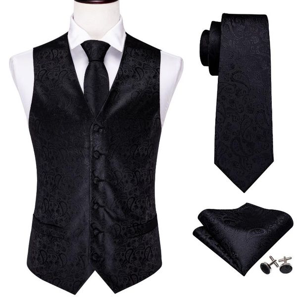 men's vests barry.wang waistcoat for men slim suit vest black silk paisley necktie set handkerchief cufflinks jacket business, Black;white
men's vests barry.wang waistcoat for men slim suit vest black silk paisley necktie set handkerchief cufflinks jacket business, Black;white