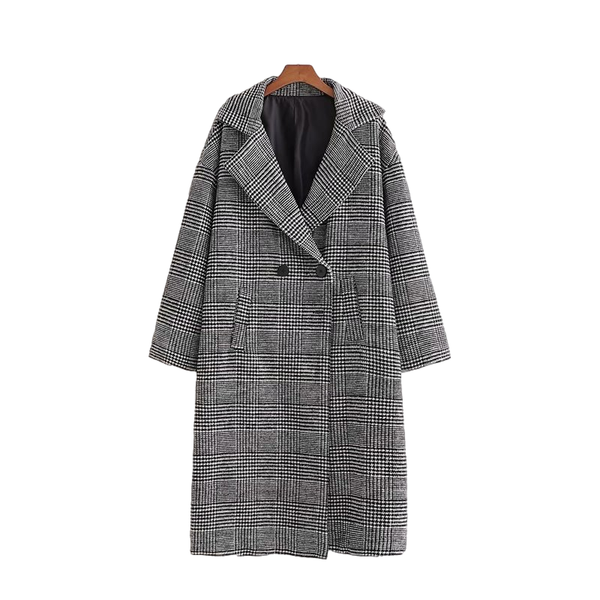 women's wool & blends puwd vintage woman loose houndstooth long woolen coats 2021 autumn fashion ladies thick plaid jackets female over, Black
women's wool & blends puwd vintage woman loose houndstooth long woolen coats 2021 autumn fashion ladies thick plaid jackets female over, Black
