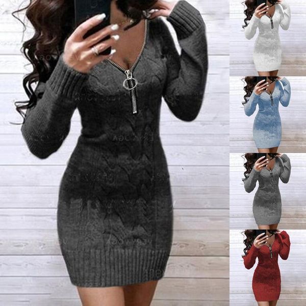 casual dresses womens sweater dress autumn winter zipper knit sweatershirts fashion solid long sleeve v neck ladies sweaters #y5, Black;gray
casual dresses womens sweater dress autumn winter zipper knit sweatershirts fashion solid long sleeve v neck ladies sweaters #y5, Black;gray