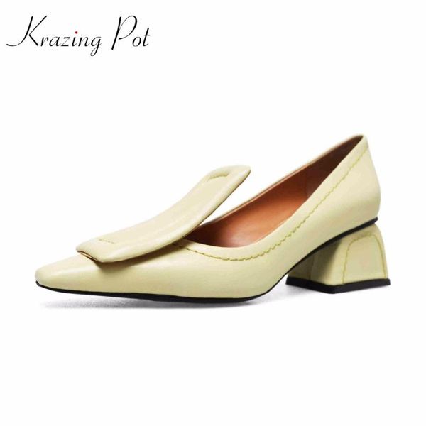 dress shoes krazing pot high fashion genuine leather slip on pumps square toe preppy style buckle strange heels solid brand l02, Black
dress shoes krazing pot high fashion genuine leather slip on pumps square toe preppy style buckle strange heels solid brand l02, Black