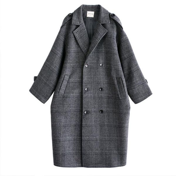 women's wool & blends 2021 winter woolen coat women plaid long korean version loose coats wrap and mixes elegant female blazer heads go, Black
women's wool & blends 2021 winter woolen coat women plaid long korean version loose coats wrap and mixes elegant female blazer heads go, Black
