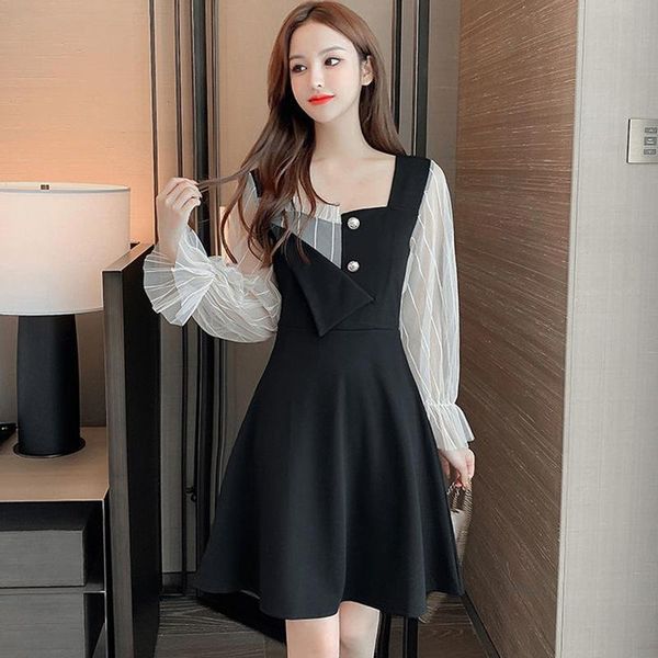casual dresses 2021 summer elegant high waist dress female soft temperament slim swing comfortable lace decoration square collar, Black;gray
casual dresses 2021 summer elegant high waist dress female soft temperament slim swing comfortable lace decoration square collar, Black;gray