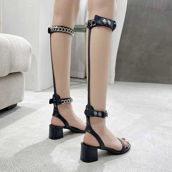 sandals women's summer boots 2021 metal chain two wears strap holiday beach roman shoes thick heel sandals leather sandalias y0721, Black
sandals women's summer boots 2021 metal chain two wears strap holiday beach roman shoes thick heel sandals leather sandalias y0721, Black