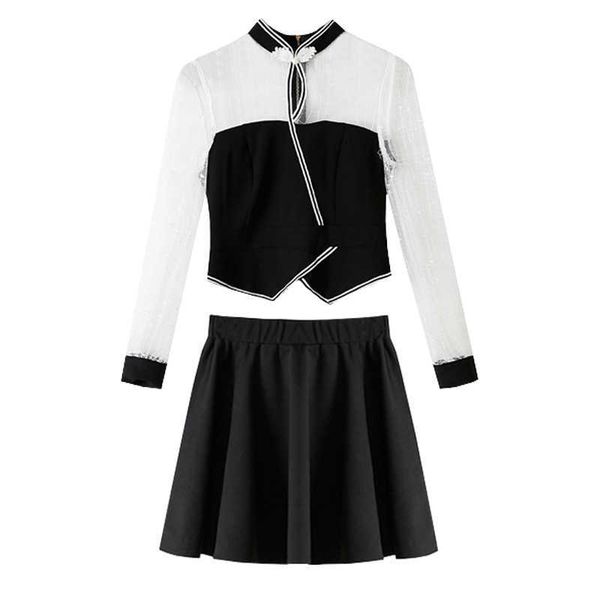 perhaps u women black mesh patchwork zipper shirt empire mini a-line skirt elegant two pieces set t0315 210529, White
perhaps u women black mesh patchwork zipper shirt empire mini a-line skirt elegant two pieces set t0315 210529, White
