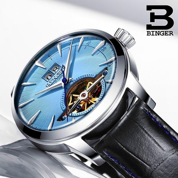 switzerland binger watches relogio masculino automatic for men mechanical skeleton tourbillon casual leather blue clock wristwatches, Slivery;brown
switzerland binger watches relogio masculino automatic for men mechanical skeleton tourbillon casual leather blue clock wristwatches, Slivery;brown