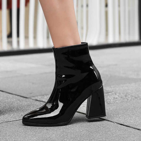 wetkiss patent pu women ankle boots zip pointed toe footwear thick plush high heels female boot party shoes woman winter 210630, Black
wetkiss patent pu women ankle boots zip pointed toe footwear thick plush high heels female boot party shoes woman winter 210630, Black
