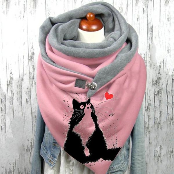 scarves women scarf winter fashion printing cartoon cat print button szalik functional soft wrap casual warm shawls, Blue;gray 
scarves women scarf winter fashion printing cartoon cat print button szalik functional soft wrap casual warm shawls, Blue;gray