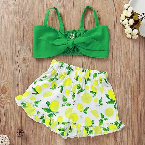 summer children sets casual strap bow green solid print lemon shorts 2pcs girls cute clothes 1-5t 210629, White
summer children sets casual strap bow green solid print lemon shorts 2pcs girls cute clothes 1-5t 210629, White