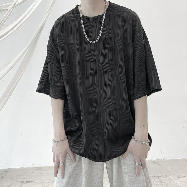 men's t-shirts 2021 irregular stripe ice silk men tshirt loose short sleeve t-shirt korean casual solid color male fashion women tees, White;black
men's t-shirts 2021 irregular stripe ice silk men tshirt loose short sleeve t-shirt korean casual solid color male fashion women tees, White;black