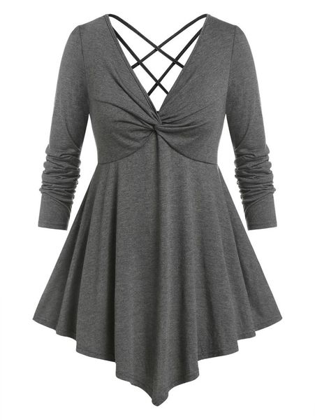 women's t-shirt plus size crisscross front twist empire waist tee, White
women's t-shirt plus size crisscross front twist empire waist tee, White