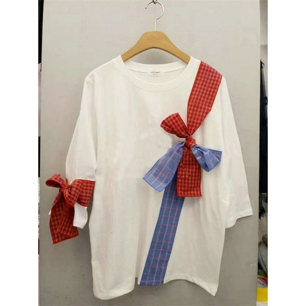 women's t-shirt patchwork bow white short sleeve o-neck cotton t shirt woman casual baggy loose s-xl comfortable summer cloth
women's t-shirt patchwork bow white short sleeve o-neck cotton t shirt woman casual baggy loose s-xl comfortable summer cloth