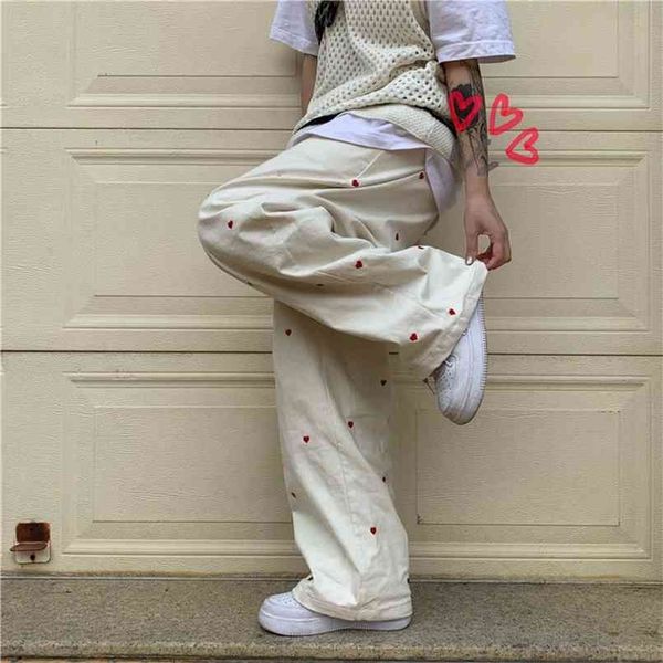 summer style retro casual loose jean elastic waist high love embroidery straight wide leg trousers 210809, Blue
summer style retro casual loose jean elastic waist high love embroidery straight wide leg trousers 210809, Blue