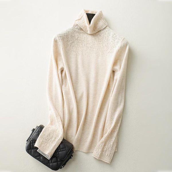 women's sweaters autumn winter women sweater openwork carved cashmere solid color soft fashion hedging wool knit high-collar, White;black
women's sweaters autumn winter women sweater openwork carved cashmere solid color soft fashion hedging wool knit high-collar, White;black