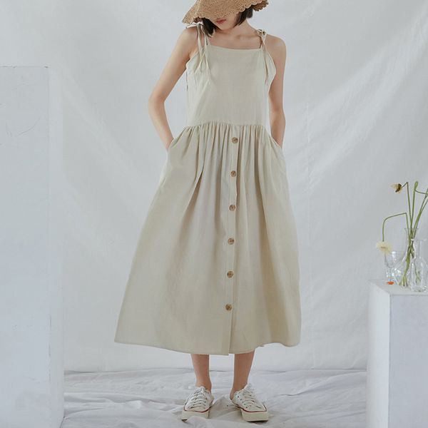 johnature women casual cotton linen dresses spaghetti strap sleeveless summer solid color button female a-line dresses 210521, Black;gray
johnature women casual cotton linen dresses spaghetti strap sleeveless summer solid color button female a-line dresses 210521, Black;gray