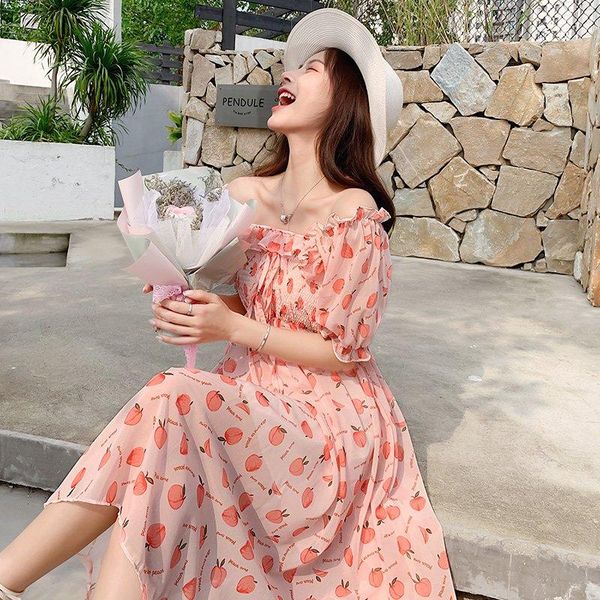 1047# maternity dress summer chiffon fruit printing short sleeves floral loose stylish pregnant women mom dresses, White 
1047# maternity dress summer chiffon fruit printing short sleeves floral loose stylish pregnant women mom dresses, White