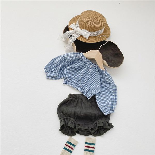 clothing sets wholesale summer baby girls 2-pcs long sleeves plaid shirts + ruffles shorts children clothes e5021 5yio, White
clothing sets wholesale summer baby girls 2-pcs long sleeves plaid shirts + ruffles shorts children clothes e5021 5yio, White