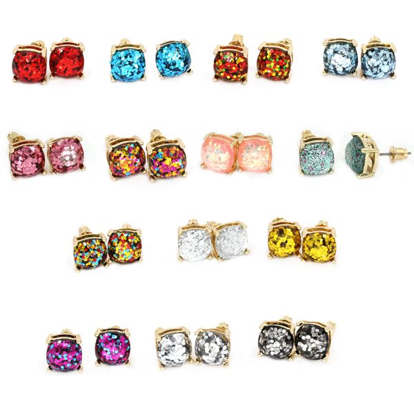 fashion new year gift 14 colors square stud earrings glitter color inside sweet cute earrings for ladies modern accessories, Golden;silver
fashion new year gift 14 colors square stud earrings glitter color inside sweet cute earrings for ladies modern accessories, Golden;silver