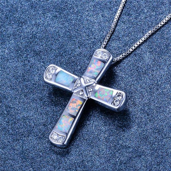 pendant necklaces female classic cross necklace white blue opal stone vintage silver color chain for women boho jewelry
pendant necklaces female classic cross necklace white blue opal stone vintage silver color chain for women boho jewelry