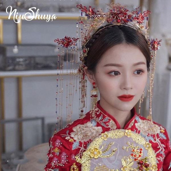 hair clips & barrettes niushuya chinese classical accessories set flower crown headdress red bridal head jewelry traditional headpiece, Golden;silver
hair clips & barrettes niushuya chinese classical accessories set flower crown headdress red bridal head jewelry traditional headpiece, Golden;silver