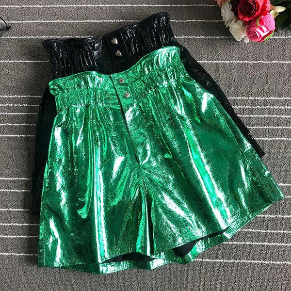 women's shorts autumn spring 2021 sheepskin leather chic real high-waist wide-leg short trousers a596, White;black
women's shorts autumn spring 2021 sheepskin leather chic real high-waist wide-leg short trousers a596, White;black