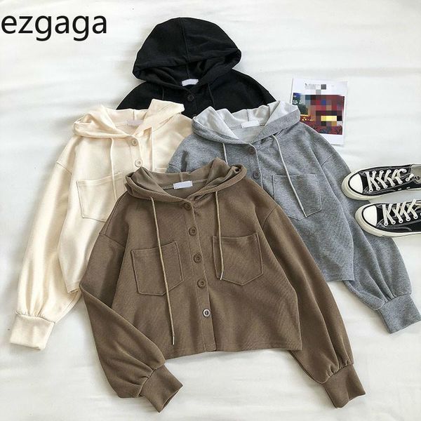women's hoodies & sweatshirts ezgaga women streetwear 2021 autumn drawstring pockets single breasted solid long sleeve sweatshirt loose, Black
women's hoodies & sweatshirts ezgaga women streetwear 2021 autumn drawstring pockets single breasted solid long sleeve sweatshirt loose, Black