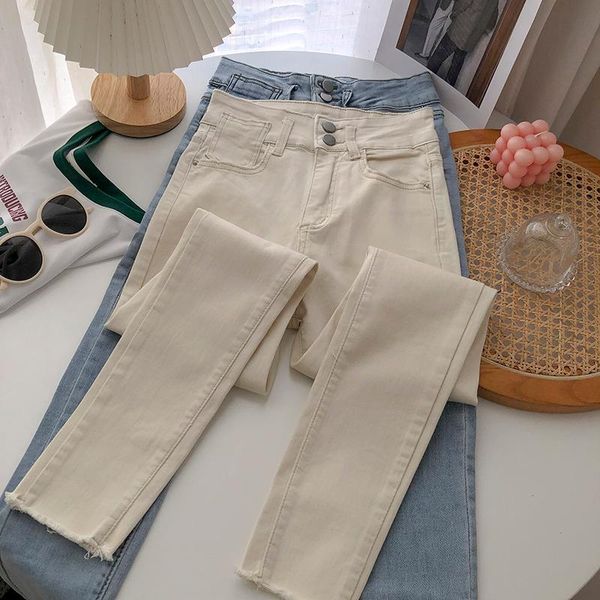 women's jeans two-button high-waisted denim trousers with edges and washed light blue pencil pants autumn korean
women's jeans two-button high-waisted denim trousers with edges and washed light blue pencil pants autumn korean
