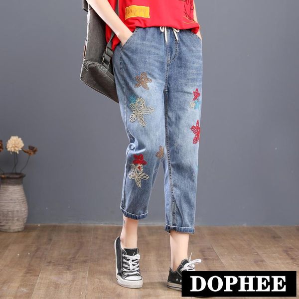women's jeans spring summer loose denim pants female high-waisted water washing embroidery calf-length girl students plus size, Blue
women's jeans spring summer loose denim pants female high-waisted water washing embroidery calf-length girl students plus size, Blue