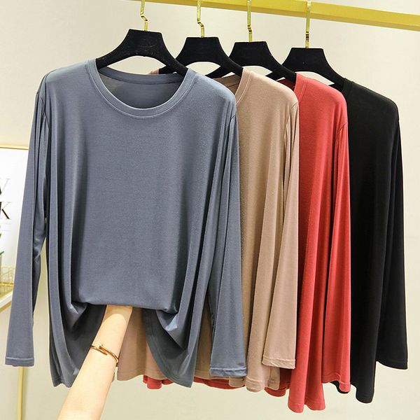 women's t shirt 2021 spring korean casual loose solid color pullover bottom with female round neck long sleeve, White
women's t shirt 2021 spring korean casual loose solid color pullover bottom with female round neck long sleeve, White