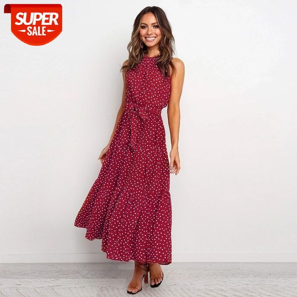 2021 New Summer Women 's Elegant Dot Long Halter Dress Ladies Causal Lace up Sleeveless A-line Ankle-length Print Dress #lv4B, White;black
2021 New Summer Women 's Elegant Dot Long Halter Dress Ladies Causal Lace up Sleeveless A-line Ankle-length Print Dress #lv4B, White;black