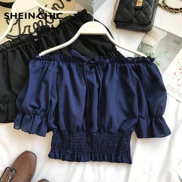 korean off shoulder women summer elegant ruffles short sleeve chiffon blouses white/black/red blusas 2021 women's & shirts
korean off shoulder women summer elegant ruffles short sleeve chiffon blouses white/black/red blusas 2021 women's & shirts
