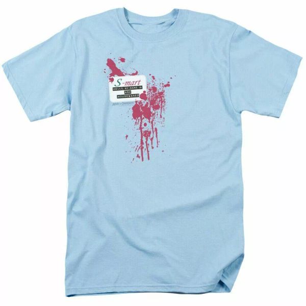 army of darkness s mart name tag t shirt mens licensed retro movie light blue, White;black
army of darkness s mart name tag t shirt mens licensed retro movie light blue, White;black