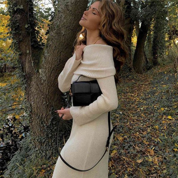 blsqr knitted ankle-length dress long sleeve slash neck solid spring elegant party 210430, Black;gray
blsqr knitted ankle-length dress long sleeve slash neck solid spring elegant party 210430, Black;gray