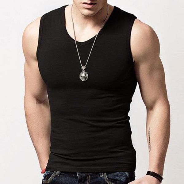 men' tank men solid color sleeveless round neck vest fitness undershirt, White;black
men' tank men solid color sleeveless round neck vest fitness undershirt, White;black