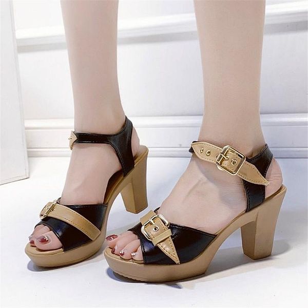 summer women's fish mouth thick heel sandals thick-soled fashion color matching buckles to wear mature high-heel, Black
summer women's fish mouth thick heel sandals thick-soled fashion color matching buckles to wear mature high-heel, Black