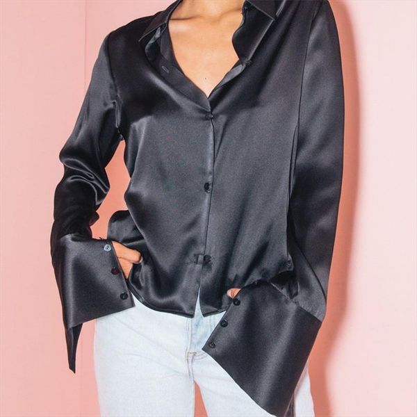 fashion office wear comfortable womens blouses and minimalist style retro long sleeve button shirt streetwear, White
fashion office wear comfortable womens blouses and minimalist style retro long sleeve button shirt streetwear, White