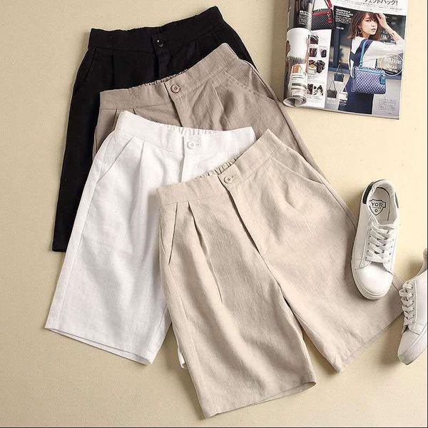 womens shorts plus size loose casual cotton linen women summer solid color high waist fashion trousers, White;black
womens shorts plus size loose casual cotton linen women summer solid color high waist fashion trousers, White;black