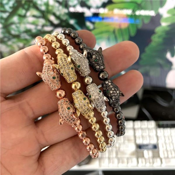 charm bracelets stainless steel bracelet men's beaded transit bead leopard head micro inlaid zircon woven bangle, Golden;silver
charm bracelets stainless steel bracelet men's beaded transit bead leopard head micro inlaid zircon woven bangle, Golden;silver