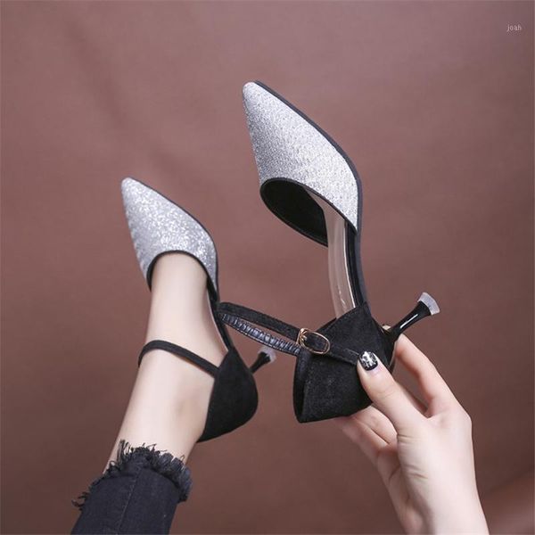 dress shoes high heels stiletto ladies sandals all-match sequins pointed buckle fashion trend 2021 spring brand1, Black
dress shoes high heels stiletto ladies sandals all-match sequins pointed buckle fashion trend 2021 spring brand1, Black