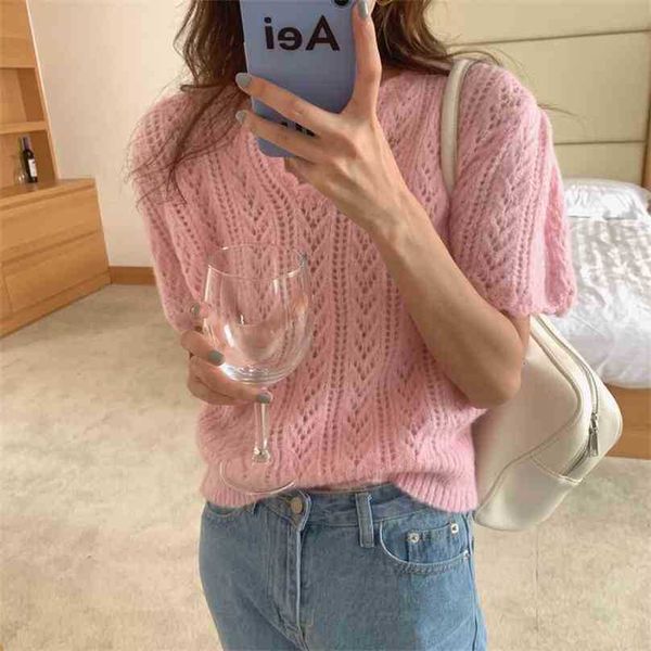 femme summer solid knit short sleeves v-neck all match pullovers chic korean casual loose t-shirts 210525, White
femme summer solid knit short sleeves v-neck all match pullovers chic korean casual loose t-shirts 210525, White