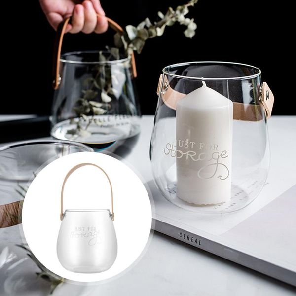 1pc rustic flower jar leather hanging flowerpot glass vase with handle vases 
1pc rustic flower jar leather hanging flowerpot glass vase with handle vases