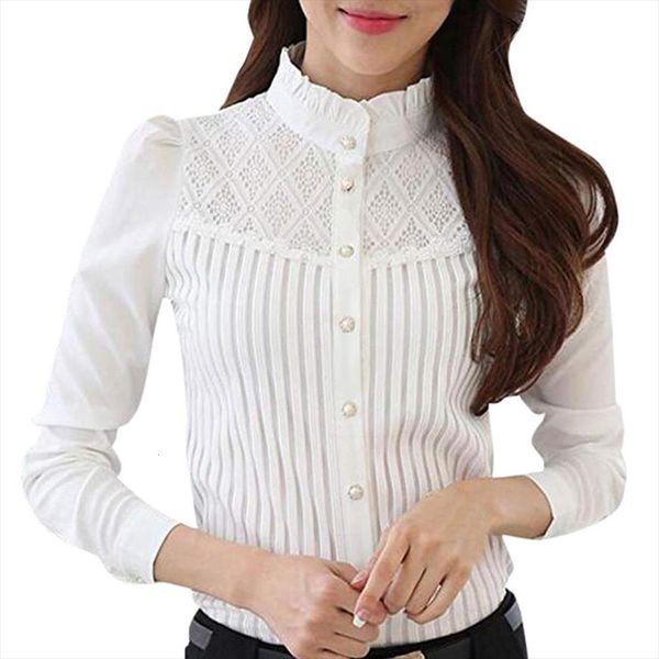 stand up long sleeved chiffon womens blouses bottomingt slim all collared pleated button down sleeve lace blouse, White
stand up long sleeved chiffon womens blouses bottomingt slim all collared pleated button down sleeve lace blouse, White