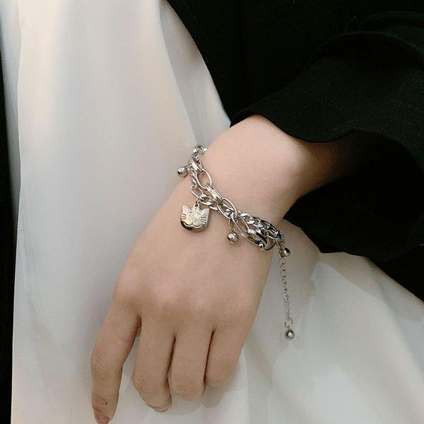 dark punk cat double layer bracelet female fashion hip hop titanium steel non-fading hand jewelry non-mainstream design sense charm bracelet, Golden;silver
dark punk cat double layer bracelet female fashion hip hop titanium steel non-fading hand jewelry non-mainstream design sense charm bracelet, Golden;silver