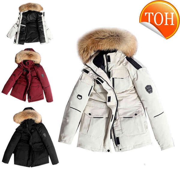 -30 new mens winter down parka with big real fur collar windproof warm coat casual thick fashion jacket plus size, Black
-30 new mens winter down parka with big real fur collar windproof warm coat casual thick fashion jacket plus size, Black