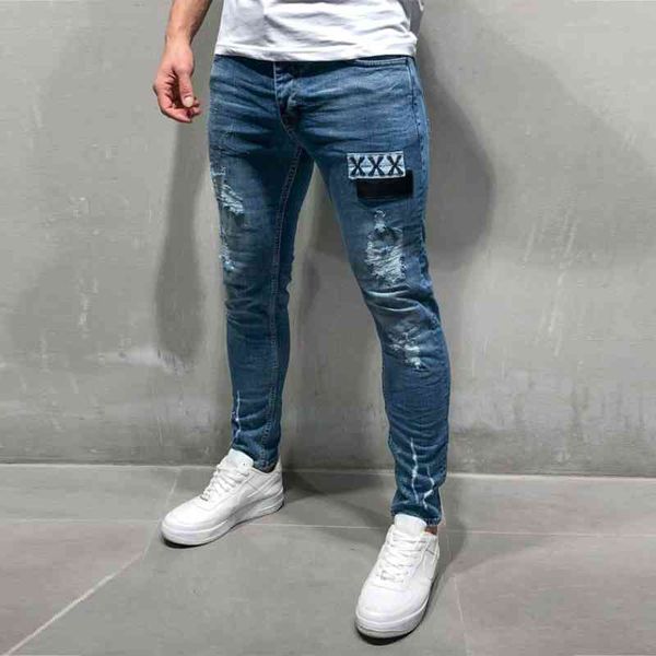 men's jeans mens skinny frayed stretch denim pants casual fitness bodybuilding pocket full length sports r3z2, Blue
men's jeans mens skinny frayed stretch denim pants casual fitness bodybuilding pocket full length sports r3z2, Blue