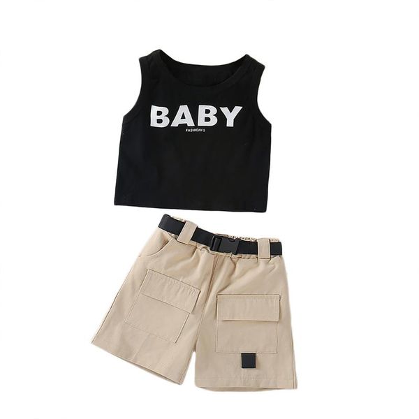 kids little girl boy outfit letter print crew neck and short pants with belt pocket 2-piece sets clothing, White
kids little girl boy outfit letter print crew neck and short pants with belt pocket 2-piece sets clothing, White