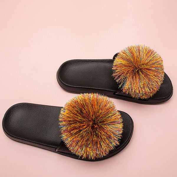 slippers fujin furry slides for women fur leather faux summer shoes indoor bath women's sandals, Black
slippers fujin furry slides for women fur leather faux summer shoes indoor bath women's sandals, Black