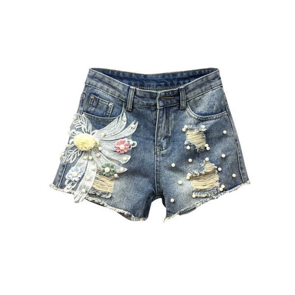 women's shorts short denim women's shorts will see hammer hole embroidered flower show fine leg warmer broad zxjs, White;black
women's shorts short denim women's shorts will see hammer hole embroidered flower show fine leg warmer broad zxjs, White;black