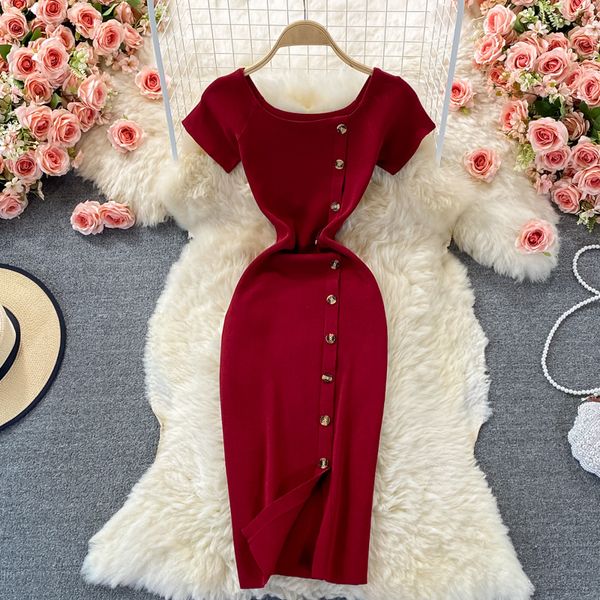 vintage red/black/khaki knitted bodycon dress women casual o-neck short sleeve high waist casual vestidos summer female 2021 new, Black;gray
vintage red/black/khaki knitted bodycon dress women casual o-neck short sleeve high waist casual vestidos summer female 2021 new, Black;gray