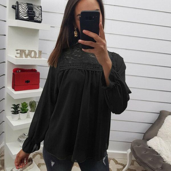 women's blouses & shirts fashion women hollow lace ladies elegent long sleeve patchwork loose blouse casual jumper t-shirt basic tee, White
women's blouses & shirts fashion women hollow lace ladies elegent long sleeve patchwork loose blouse casual jumper t-shirt basic tee, White