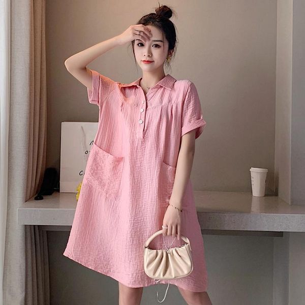 women's t-shirt dress summer 2021 large size loose mid-length slimming casual short-sleeved shirt, White 
women's t-shirt dress summer 2021 large size loose mid-length slimming casual short-sleeved shirt, White